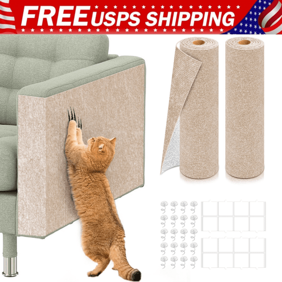 2pcs Self-Adhesive Cat Scratch Mats – Trimmable DIY Cat Scratcher Pads for Couch, Wall, Doors & Furniture Protection, Durable Anti-Scratch Cover for Cat Towers & Replacement Pads（39.4"x15.8"）