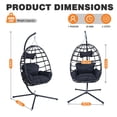 thumbnail image 6 of Egg Chair Outdoor with Stand, Indoor Wicker Hanging Egg Swing Chair with Cushion & Headrest, 350lbs Capacity for Patio, Bedroom, 6 of 9