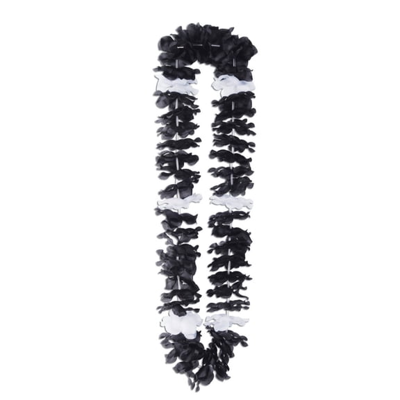 Beistle Pack of 12 Black and White Tropical Luau Flower Birthday Party Lei Necklaces 44"