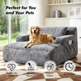 thumbnail image 6 of Homefun 61'' Oversized Chenille Chaise Lounge Chair,No Assembly Indoor Reading Sofa with 3 Pillows for Living Room Bedroom,Gray, 6 of 8