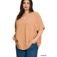 thumbnail image 5 of Zenana Women & Plus V Neck Woven Airflow Dolman Short Sleeve Blouse Top with Front Pocket, 5 of 5