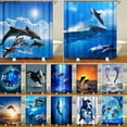 thumbnail image 2 of Cortina de ducha impermeable con estampado de animales marinos, patrón de delfines marinos, cortina de baño impermeable, decoración de baño brillar  Electrónica, 2 of 5