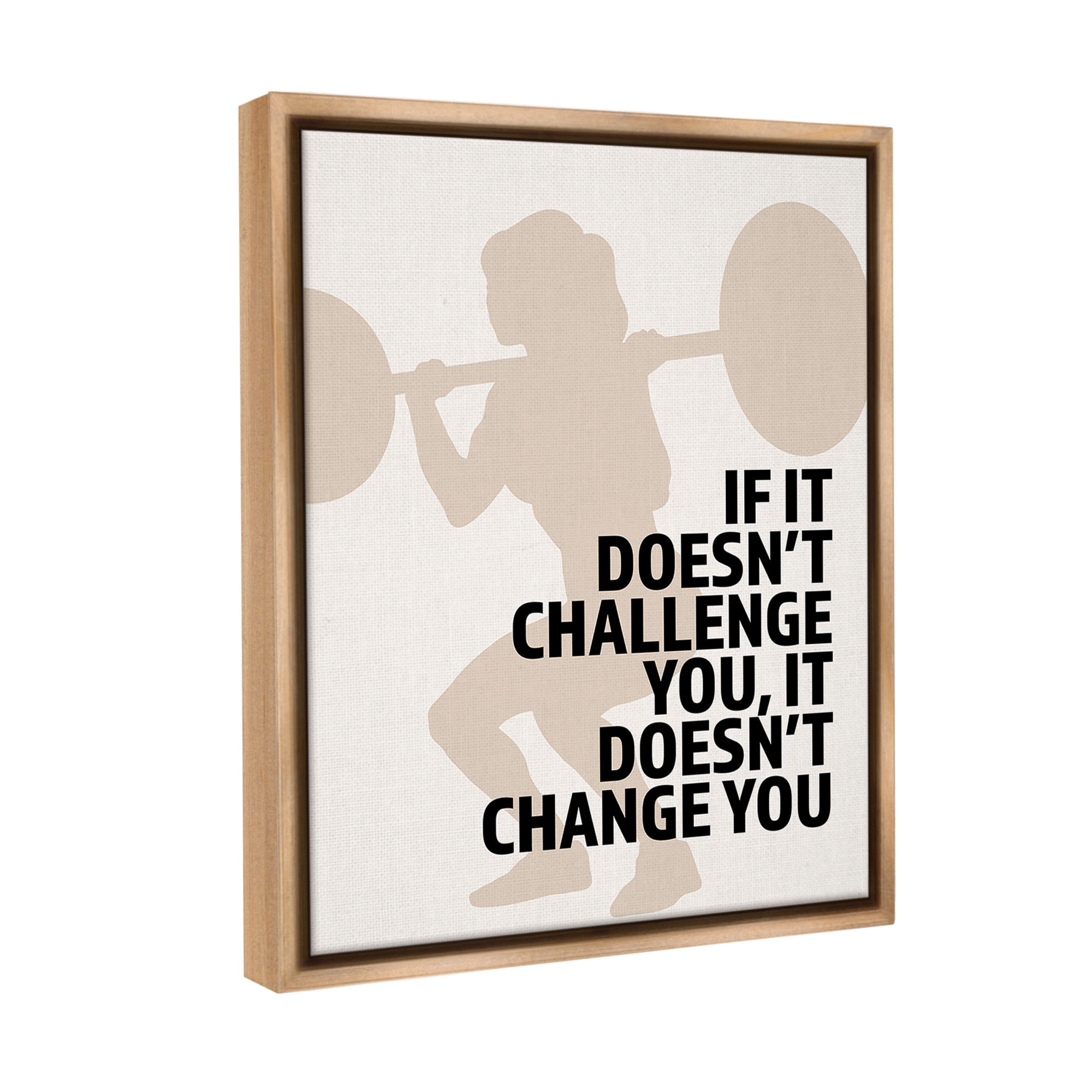Stupell Industries Motivational Challenge Workout Inspirational Painting Brown Floater Framed Canvas Art Print Wall Art, 17 x 21