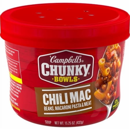 Pack of 2 - Campbell's Chunky Chili Mac Soup Bowl 15.25 oz Microwavable Bowl 15.25 oz