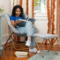 thumbnail image 6 of Emma + Oliver Oversized Faux Fur Folding Saucer Chair with Ottoman for Dorm, Bedroom, Gray Faux Fur/Soft Gold Frame, 6 of 13