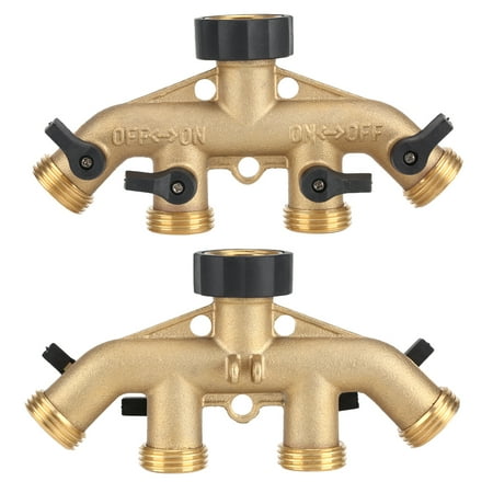 Hose Hookup Dilwe 3/4 inch Brass 4 Way Hose Pipe Splitter Nozzle Switcher Tap Connectors for Garden Irrigation,Hose Tap Connector, Hose Pipe Splitter ()