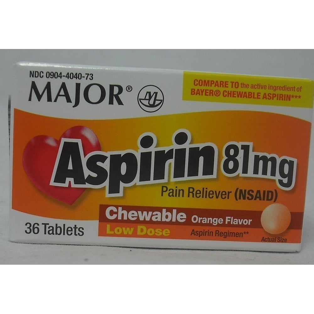 Major Chewable Aspirin, 81mg, 36ct 009044040737A070