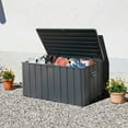 thumbnail image 3 of Outdoor Storage Box, 120 Gallon Deck Box Indoor and Outdoor Use, Waterproof Resin Storage Bin for Patio Cushions, Gardening Tools, Kids Toys, Lockable, 3 of 6