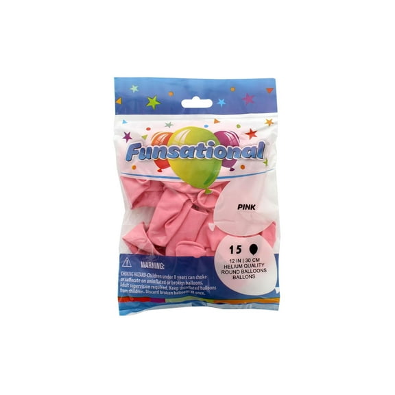 12 inch Funsational Pink Latex Balloons (15 Pack) - Party Supplies Decorations