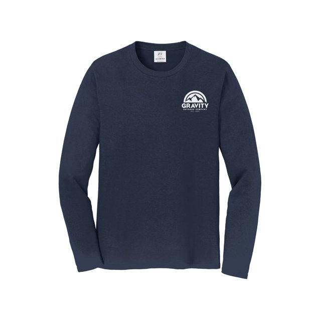 Gravity Outdoor Co. Long-Sleeve Shirt - Deep Navy - White Logo - L
