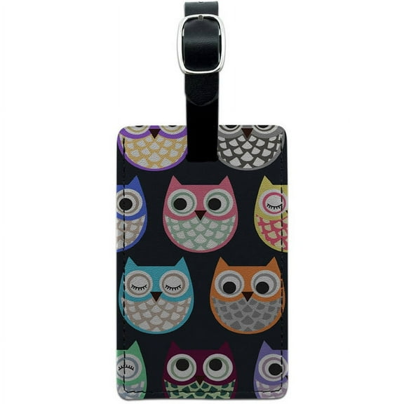 Cute Owls Owl Pattern Leather Luggage ID Tag Suitcase Carry-On