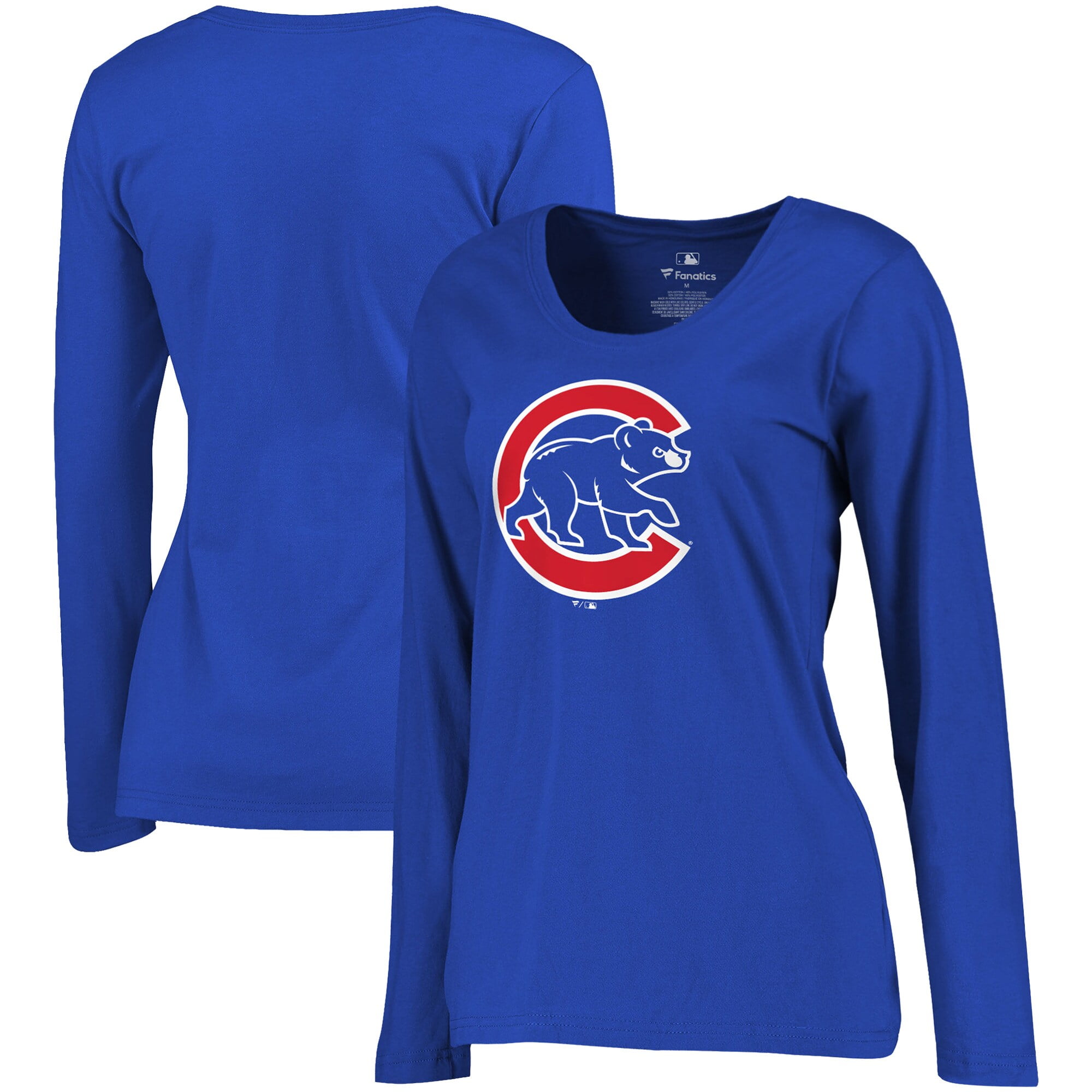 Chicago Cubs Fanatics Branded Women's Plus Size Primary Logo Long Sleeve TShirt Royal