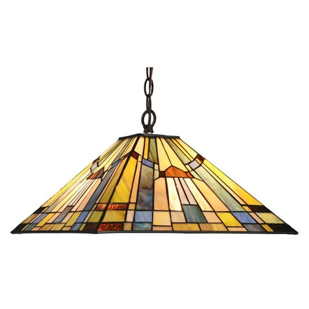 Pendant Mission Dust - CHLOE Lighting KINSEY Tiffany-style 2 Light Mission Hanging Pendant Fixture 16