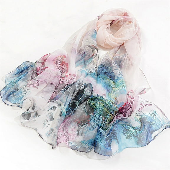 zicth Silk Scarves Scarfs for Women Lightweight Print Floral Pattern Scarf Shawl Fashion Scarves Sunscreen Shawls and Wraps for Spring