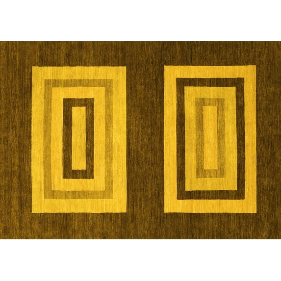 Ahgly Company Indoor Rectangle Abstract Yellow Modern Area Rugs, 7' x 9'