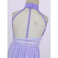 thumbnail image 3 of iiniim Kids Girls Halter Cutouts Modern Lyrical Dance Leotard Tulle Dress Ballet Latin Jazz Ice Skating Lavender 14, 3 of 7