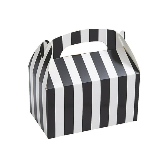 Black & White Striped Treat Box - Party Supplies - 12 Pieces