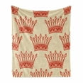 thumbnail image 1 of Queen Soft Flannel Fleece Blanket, Crowns Pattern Vintage Design Coronation Imperial Kingdom Nobility Theme, Cozy Plush for Indoor and Outdoor Use, 60" x 80", Grey Yellow Vermilion, by Ambesonne, 1 of 6