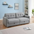 thumbnail image 5 of 79" Multi-functional Storage Loveseat Sofa Couch,Teddy Upholstered 3 Seat Sofa for Living Room,Bedroom,Office,LIGHT GREY, 5 of 7