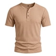 thumbnail image 4 of Henley Shirts for Men 3-Button Summer Plain Crew Neck Short Sleeve Mens T-Shirts Casual Tops, 4 of 8