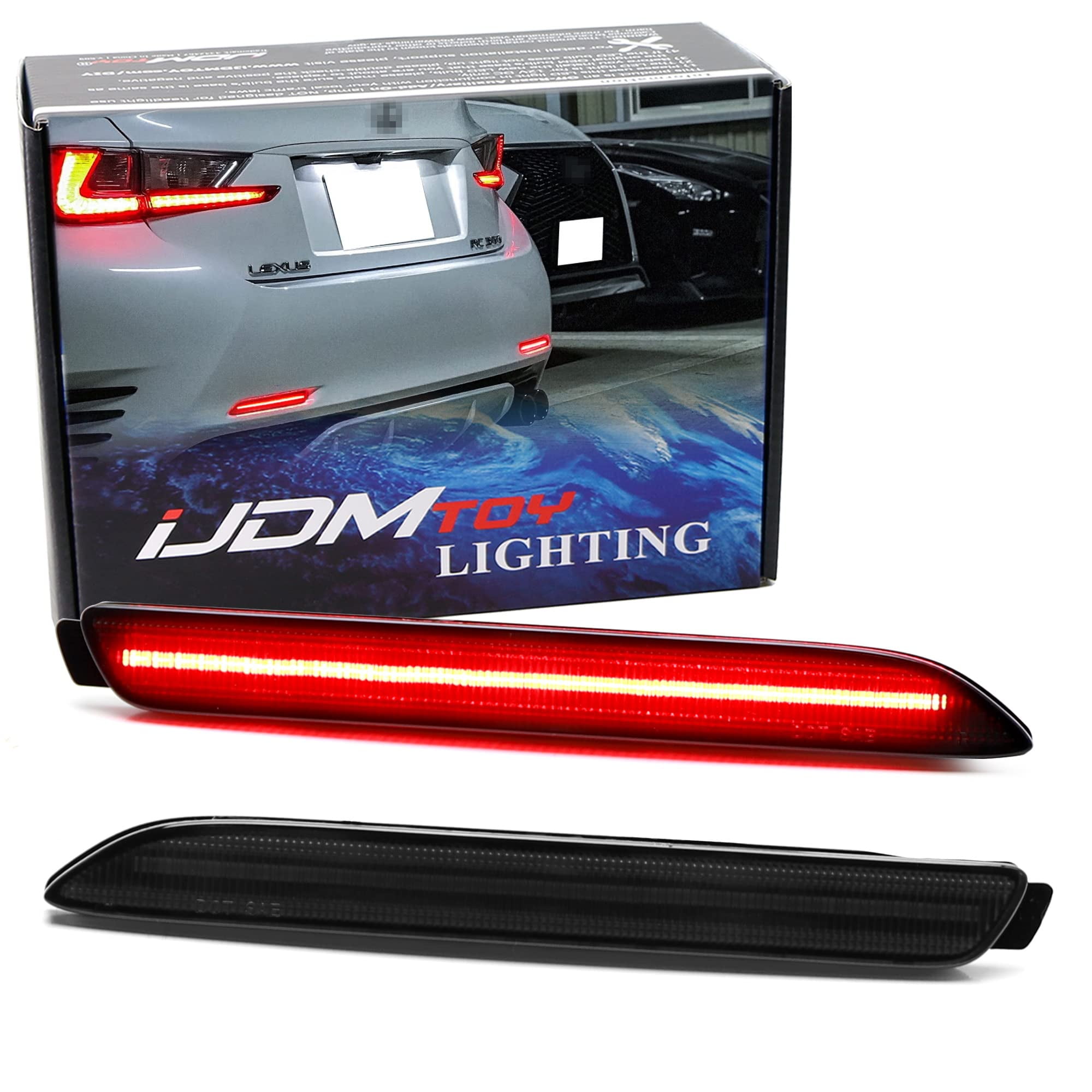 iJDMTOY Dark Smoked Lens 30SMD Full LED Rear Bumper Reflector Light