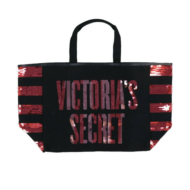 Victoria's Secret Tote Bag Large Shopper Black Pink Bling - Walmart.com ...
