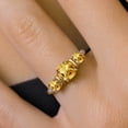 thumbnail image 5 of Gem Stone King 925 Sterling Silver and 10K Yellow Gold Yellow Citrine 3 Stone Engagement Ring for Women (1.53 Cttw, Cushion Cut 6MM and 4MM, Available in Size 5, 6, 7, 8, 9), 5 of 5