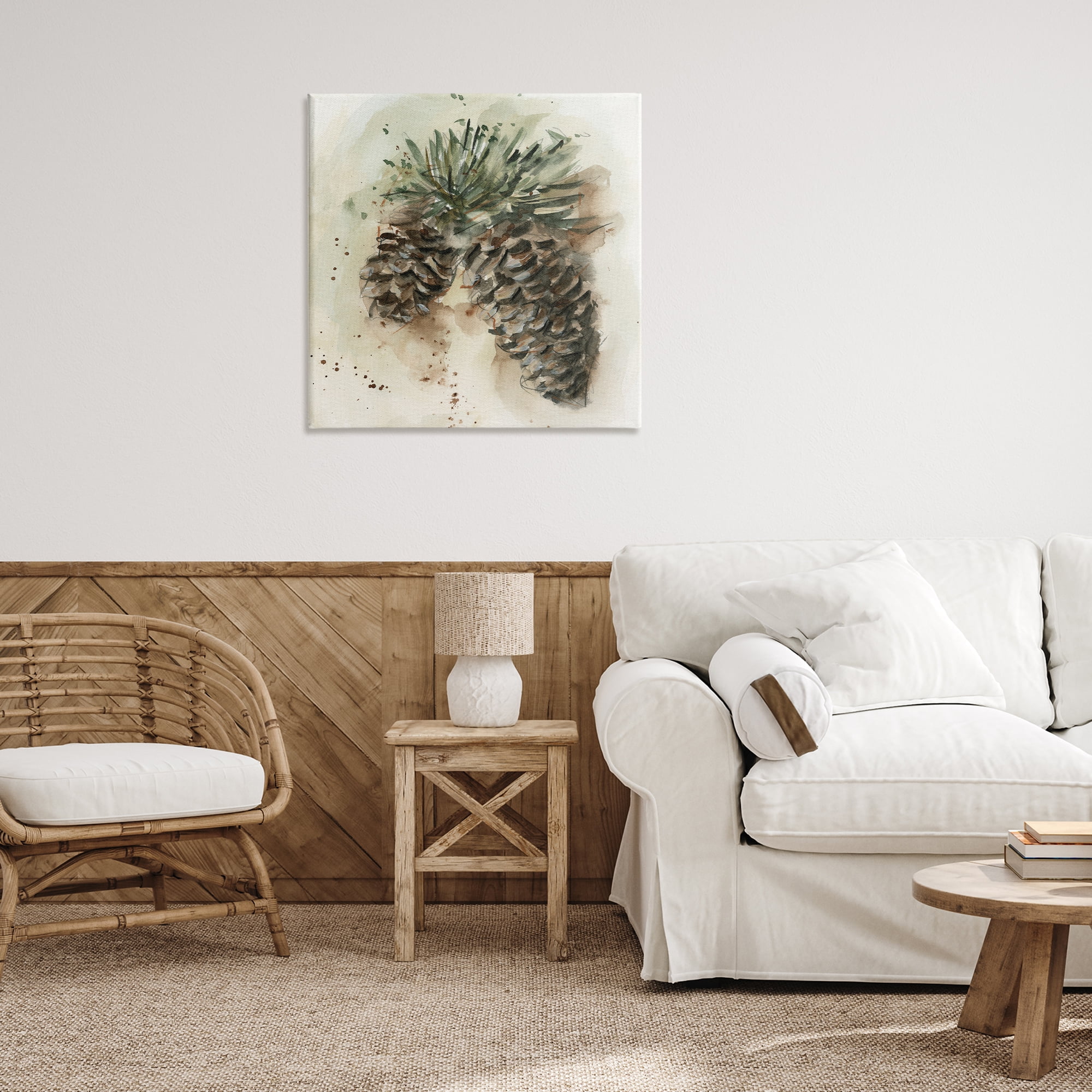 Stupell Industries Pine Cone Watercolor Plants & Flowers Painting Wrapped Canvas Art Print Wall Art, 30 x 30