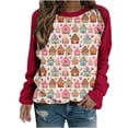 thumbnail image 2 of Aqestyerly Haut de Noël pour Femmes Blouse Imprimée Manches Longues Col Rond Tunique Décontractée, 2 of 3