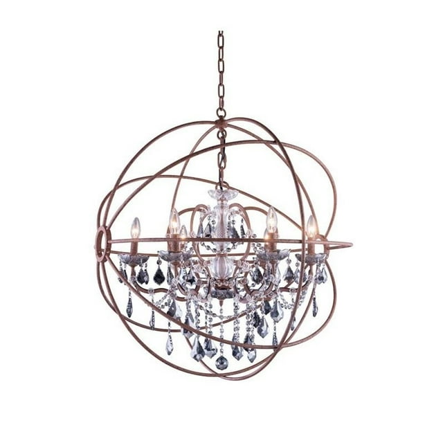 Elegant Lighting Geneva 32" 6 Light Royal Crystal Pendant Lamp