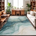 thumbnail image 2 of Rectangle Area Rugs 8 x 10 Ft, Teal Yellow Marble Non-Slip Residential Carpet, Modern Ink Painting Abstract Art Indoor Crawling Mats Runner Rugs for Living Room/Dining Room/Bedroom, 2 of 9