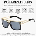 thumbnail image 4 of Fashion sunglasses with large frame, double bridge alloy, Black, 4 of 5