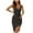 Black, variant on IROINNID Sheath Dress For Women Suspenders V-Neck Pleated Slit Hip Wrap Dress Short Solid Color Dress