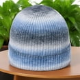 thumbnail image 2 of Weiqiqre Unisex Trendy Multicolored Rainbow Beanie Hat Knit Winter Stretchable Warm Blue, 2 of 3