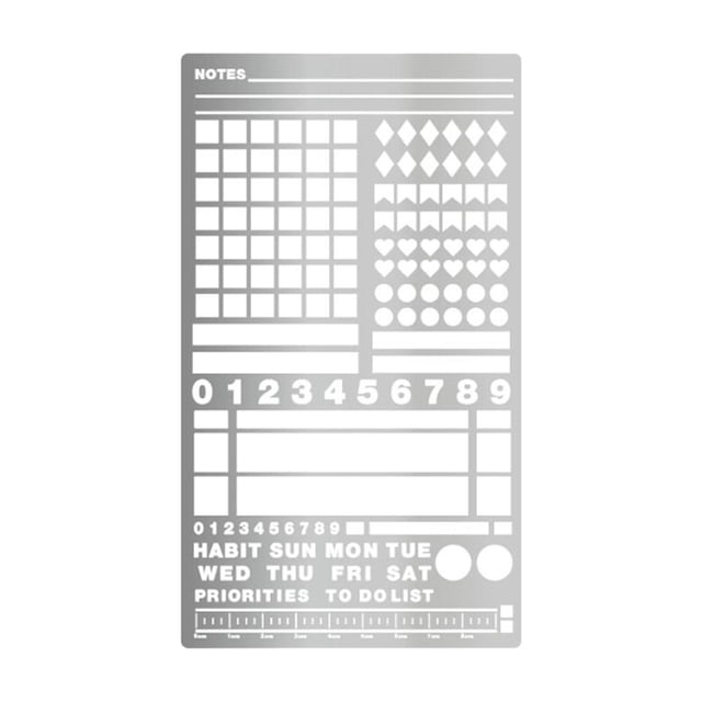 yuksok Metal Journal Stencil Drawing Stencil for Diary Monthly Spread Habit Tracker Style A
