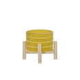 thumbnail image 2 of Sagebrook Home 15072-03 6" CERAMIC STRIPED PLANTER W/ WOOD STAND, YELLOW, 2 of 4