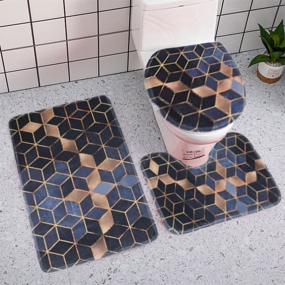 RKZDSR Super Soft 3-Piece Bathroom Carpet Set - Non-Slip Bathtub Carpet and Absorbent Bath Mat with Plush Design for Comfortable Bathroom Experience