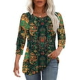 thumbnail image 5 of Yuanlook 3/4 Sleeve Tops for Womens Casual Round Neck Shirts Business Work Blouses Trendy Dressy Tunic Top - Multicolor - S, 5 of 7