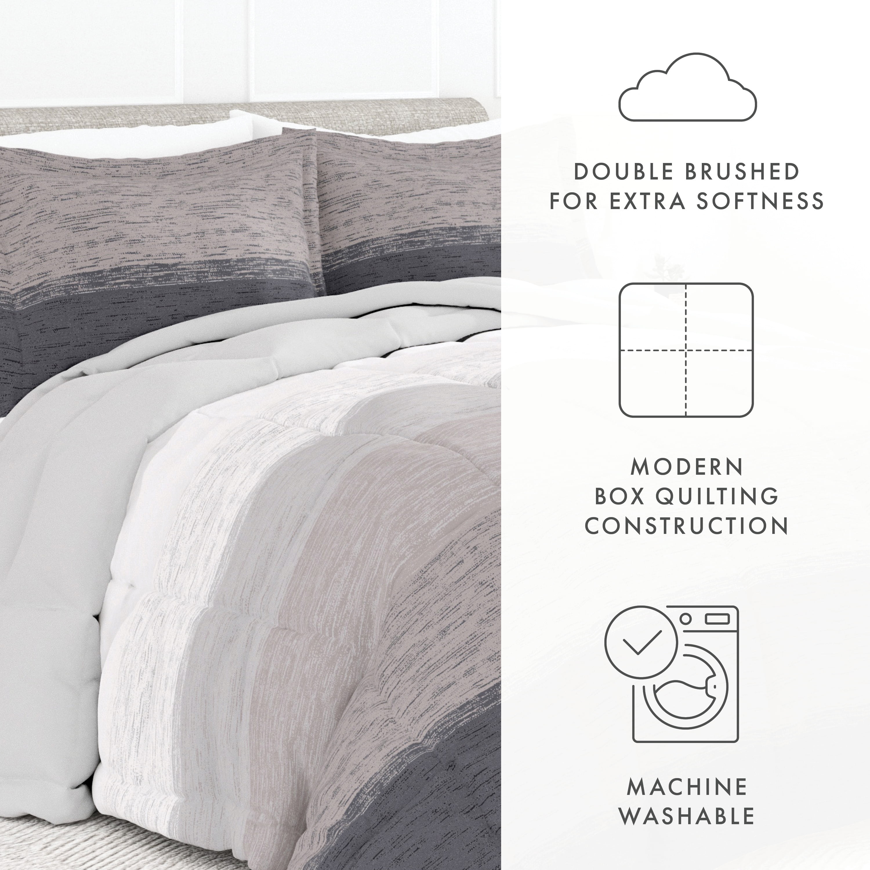 Noble Linens 2-Piece Gray Ombre Print Comforter Set, Twin/TwinXL