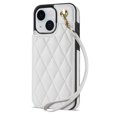 thumbnail image 5 of Wallet Cover for iPhone 13, with Wrist Strap Card Holder Magnetic Snap Back PU Leather Credit Card Slots Stand Classic Phone Case Cover for iPhone 13, White, 5 of 8