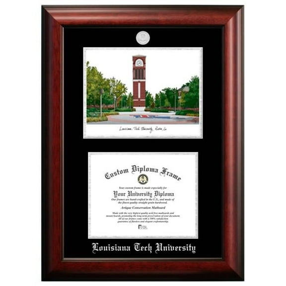 Campus Images LA988LSED-1185 11 x 8.5 in. Louisiana Tech University Silver Embossed Diploma Frame with Lithograph