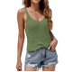 thumbnail image 1 of Gibobby Camiseta de verano para mujer, camiseta Sexy de punto cruzado de Color sólido para vacaciones, camiseta sin mangas de punto de lana con cuello en V, Top diario(Verde,G), 1 of 5