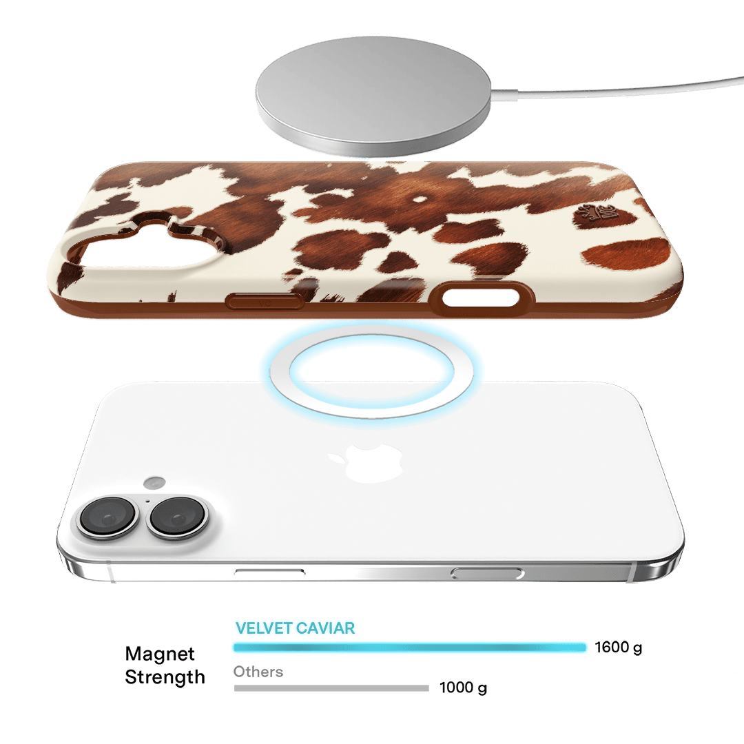 VELVET CAVIAR for iPhone 16 Plus Case Cow Print - Compatible with MagSafe - Cute Protective Black Case for Women - Cocoa Cow