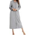 thumbnail image 5 of HLSOHJP Women's Long Robe Zip Up Hoodie House Coat Pocket Long Sleeve Full Length Housecoat, 5 of 6