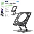thumbnail image 2 of Swivel Laptop Stand for Desk – Adjustable Laptop Riser with 360° Rotation, Height & Tilt, Vented Metal Cooling Panel, Portable Folding Stand (Black), 2 of 10