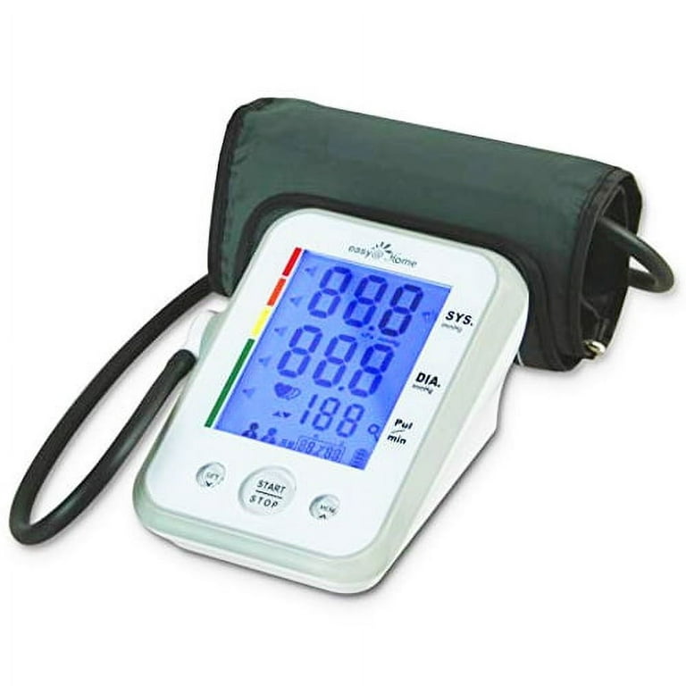 Easy@Home Digital Upper Arm Blood Pressure Monitor, 3-Color Alert, Pulse, 2  User, IHB, Large Size Cuff