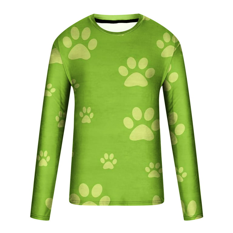jsaierl Long Sleeve Shirts for Men 3D Paws Graphic Tee Big & Tall