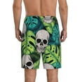 thumbnail image 3 of Gaeub Skull and Palm Leaves Printed Men's Short Pajama Pants, Lightweight Lounge & Sleep Bottoms Keep You Cool - X-Large, 3 of 9