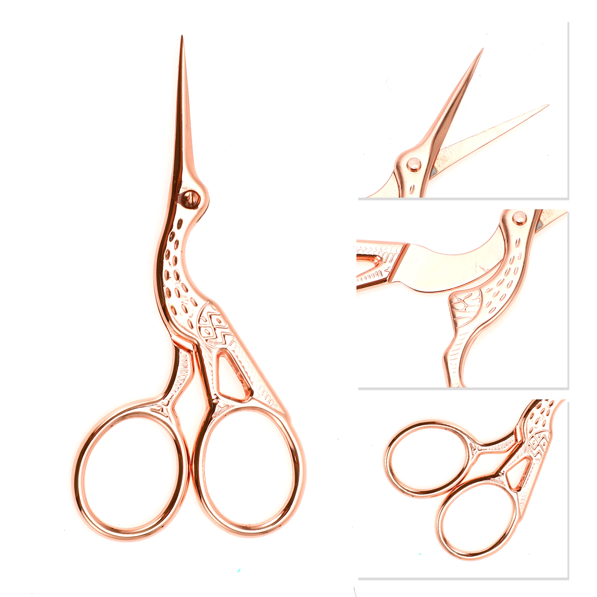 Unique Bargains 1 Pc Little Crane Scissors Grooming Parlor Rose Gold Tone