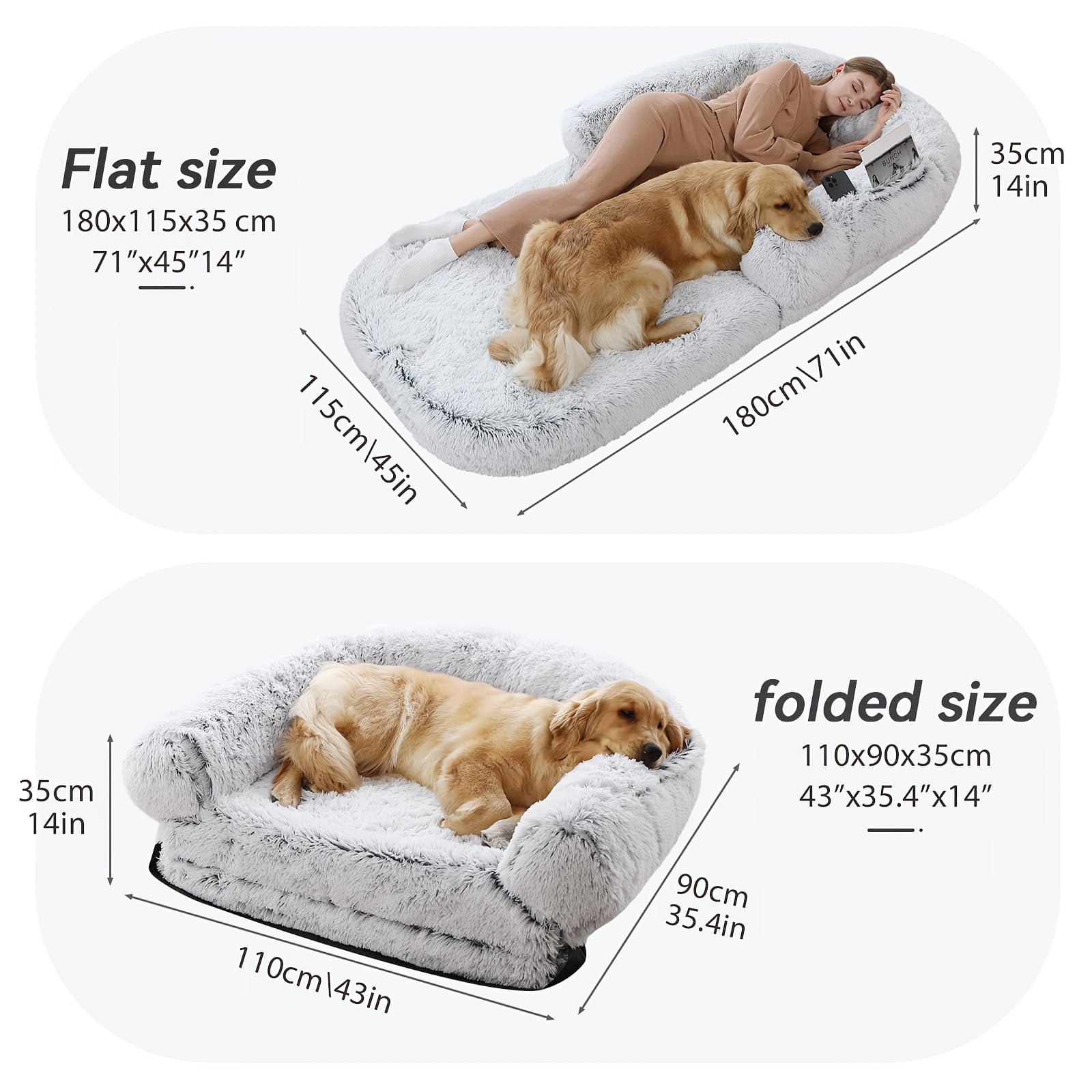 Grm 1pc Dog Bed For Large Dogs Foldable Faux Fur Washable Dog Bed For People Doze Other 6xl